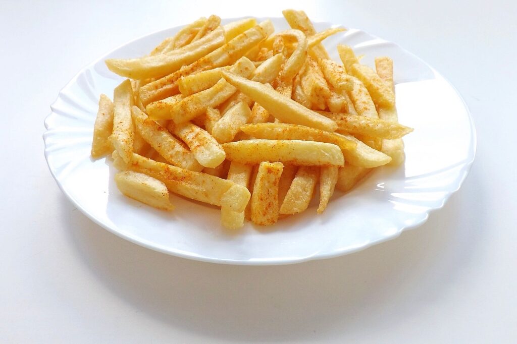 Plate with a portion of French fries