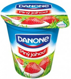 Danone yogurt full of strawberries